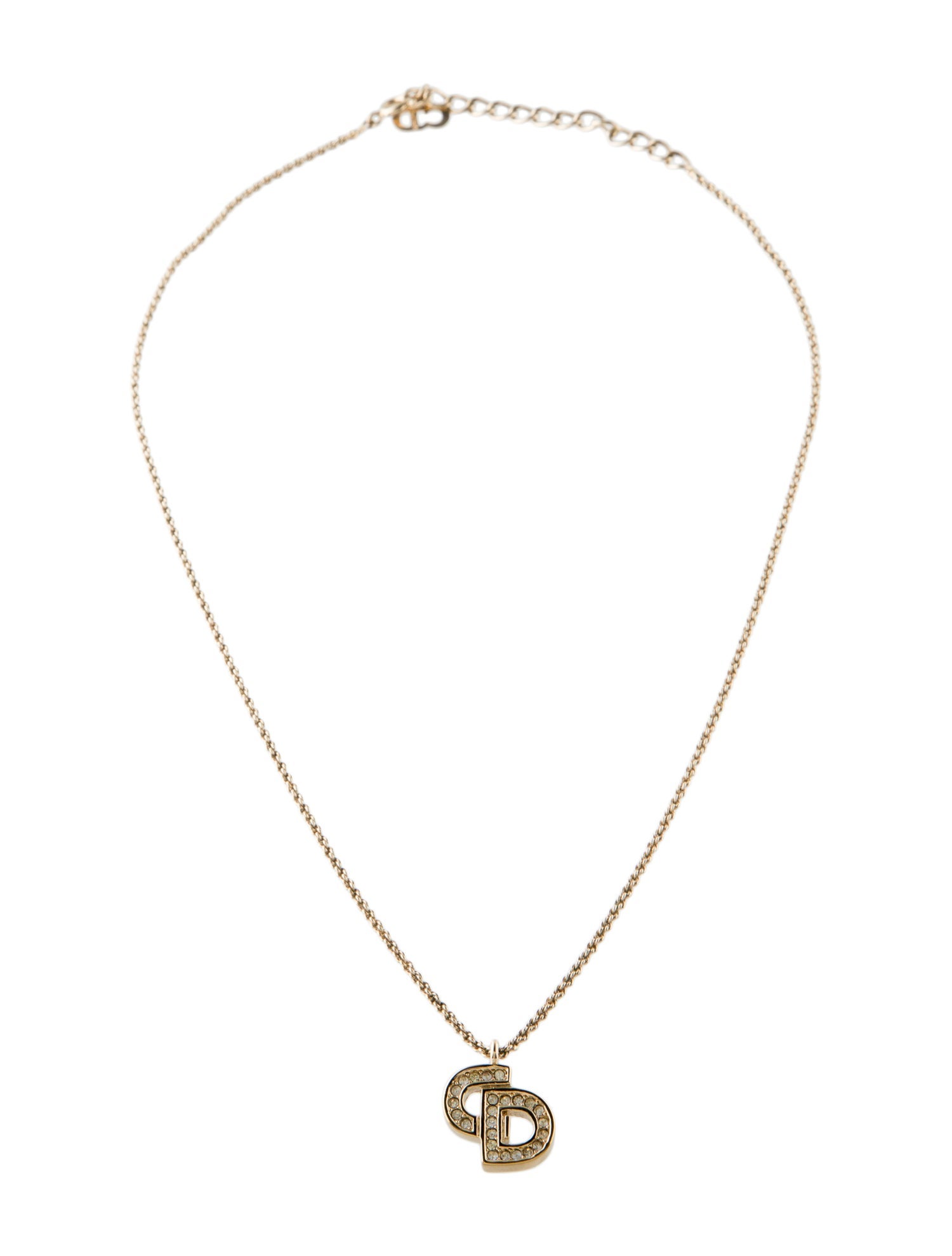 Christian Dior Vintage Crystal 'CD' Pendant Necklace